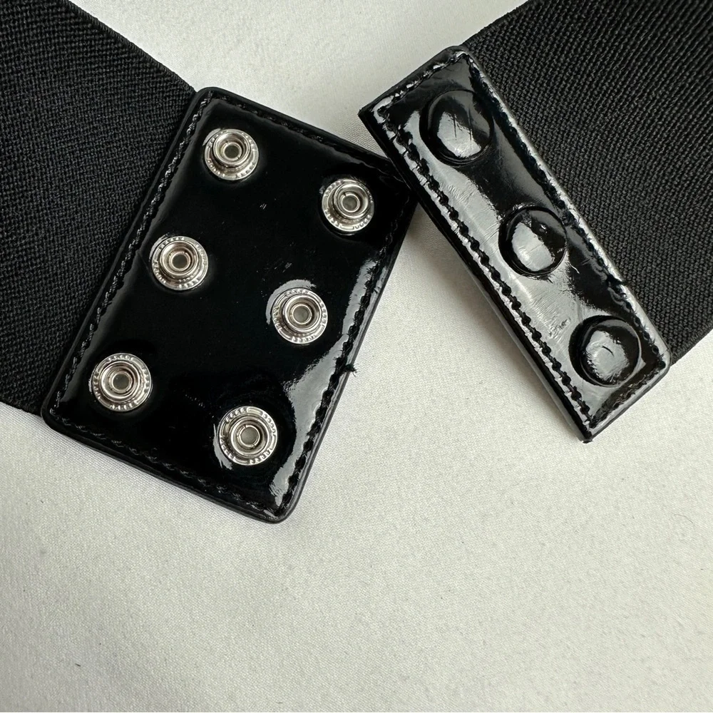 Black Open Weave Stretch‎ Back Wide Belt